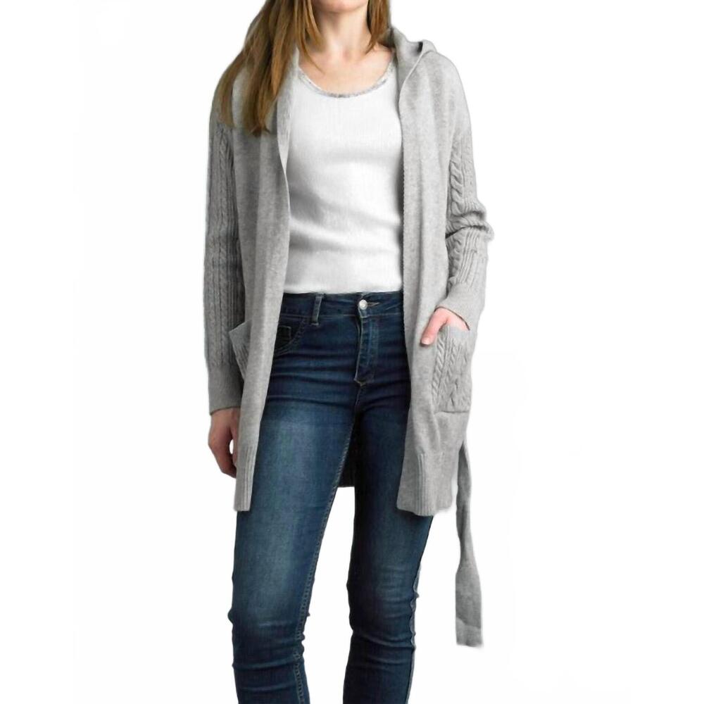 NEW TEMPO PARIS cable hoodie sweater in gray